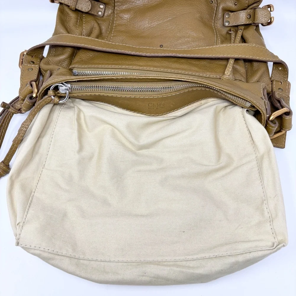 Chloé Paddington Hobo Tan Grained Leather Padlock Shoulder Bag Vintage Y2K